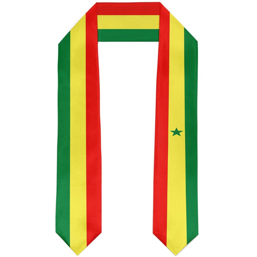 7544 Senegal Flag Graduation Stole Satin Sash Scarf for Study Aboard